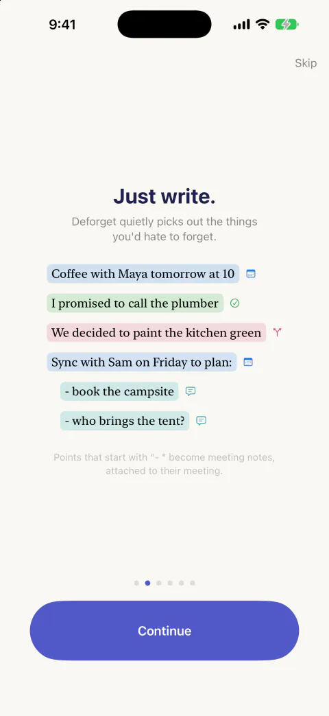 Deforget's welcome tour on iPhone.